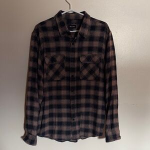 Brixton Black and Tan Plaid Shirt
